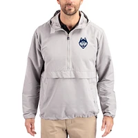 Men's Cutter & Buck Gray UConn Huskies Charter Eco Recycled Half-Zip Anorak Jacket