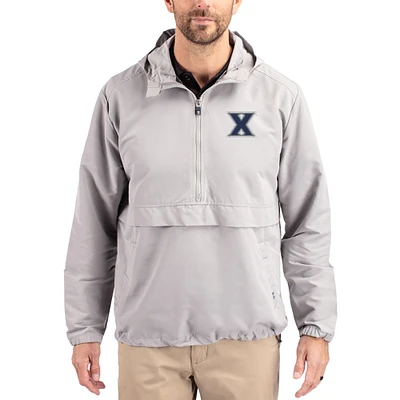 Men's Cutter & Buck Gray Xavier Musketeers Charter Eco Recycled Half-Zip Anorak Jacket