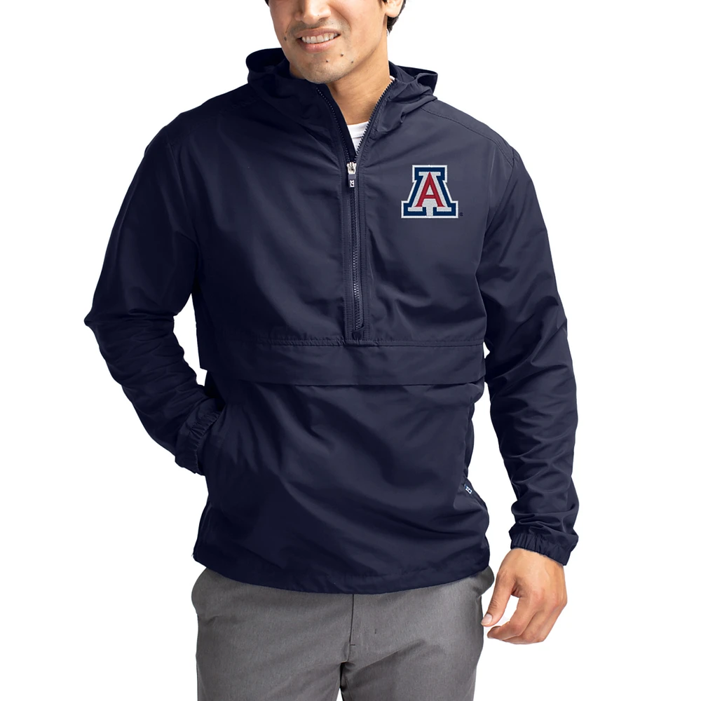 Men's Cutter & Buck Navy Arizona Wildcats Charter Eco Recycled Half-Zip Anorak Jacket