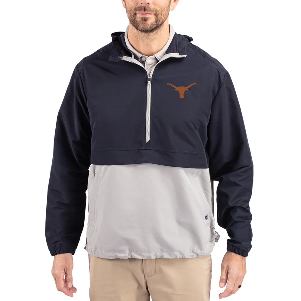 Men's Cutter & Buck Navy Texas Longhorns Charter Eco Recycled Half-Zip Anorak Jacket