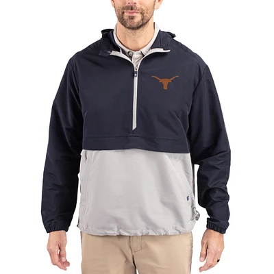 Men's Cutter & Buck Navy Texas Longhorns Charter Eco Recycled Half-Zip Anorak Jacket