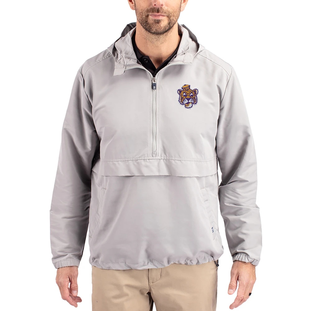 Men's Cutter & Buck LSU Tigers Charter Eco Recycled Half-Zip Anorak Jacket