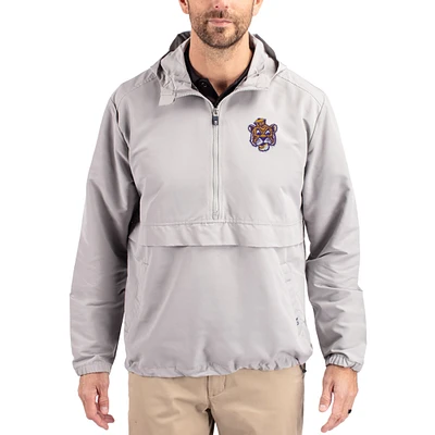 Men's Cutter & Buck LSU Tigers Charter Eco Recycled Half-Zip Anorak Jacket
