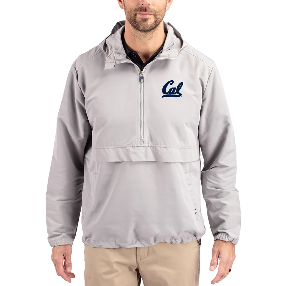 Men's Cutter & Buck Gray Cal Bears Charter Eco Recycled Half-Zip Anorak Jacket