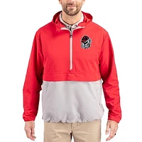 Men's Cutter & Buck Red Georgia Bulldogs Charter Eco Recycled Half-Zip Anorak Jacket