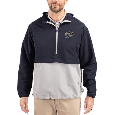Men's Cutter & Buck Navy UTEP Miners Charter Eco Recycled Half-Zip Anorak Jacket