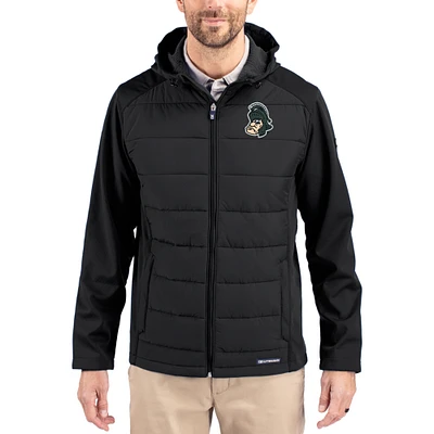 Men's Cutter & Buck Black Michigan State Spartans Evoke Hybrid Eco Softshell Recycled Full Zip Hooded Jacket