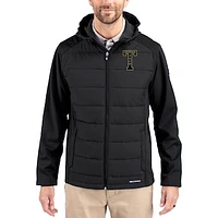 Men's Cutter & Buck Georgia Tech Yellow Jackets Evoke Hybrid Eco Softshell Recycled Full Zip Hooded Jacket