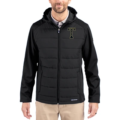 Men's Cutter & Buck Georgia Tech Yellow Jackets Evoke Hybrid Eco Softshell Recycled Full Zip Hooded Jacket