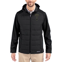 Men's Cutter & Buck Georgia Tech Yellow Jackets Evoke Hybrid Eco Softshell Recycled Full Zip Hooded Jacket