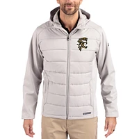Men's Cutter & Buck Gray Grambling Tigers Evoke Hybrid Eco Softshell Recycled Full Zip Hooded Jacket