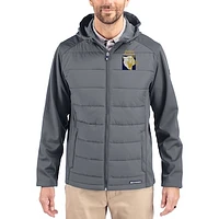Men's Cutter & Buck Gray FIU Panthers Evoke Hybrid Eco Softshell Recycled Full Zip Hooded Jacket