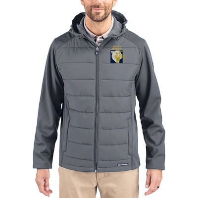 Men's Cutter & Buck Gray FIU Panthers Evoke Hybrid Eco Softshell Recycled Full Zip Hooded Jacket
