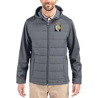 Men's Cutter & Buck Gray FIU Panthers Evoke Hybrid Eco Softshell Recycled Full Zip Hooded Jacket