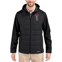 Men's Cutter & Buck Texas Tech Red Raiders Evoke Hybrid Eco Softshell Recycled Full Zip Hooded Jacket