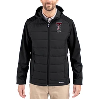 Men's Cutter & Buck Texas Tech Red Raiders Evoke Hybrid Eco Softshell Recycled Full Zip Hooded Jacket