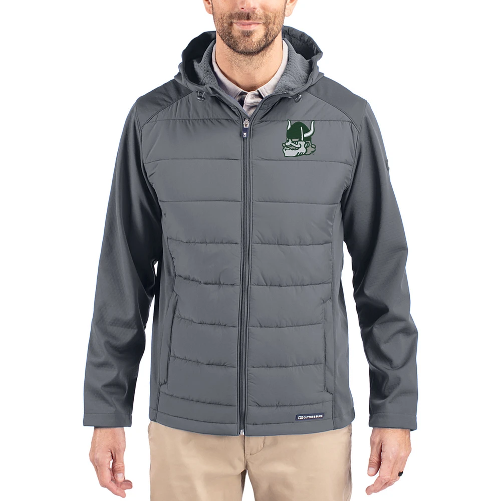 Men's Cutter & Buck Portland State Vikings Evoke Hybrid Eco Softshell Recycled Full Zip Hooded Jacket