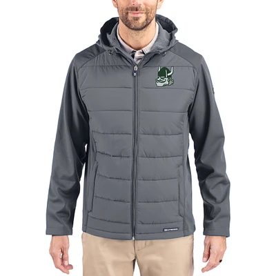Men's Cutter & Buck Portland State Vikings Evoke Hybrid Eco Softshell Recycled Full Zip Hooded Jacket