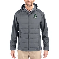 Men's Cutter & Buck Portland State Vikings Evoke Hybrid Eco Softshell Recycled Full Zip Hooded Jacket