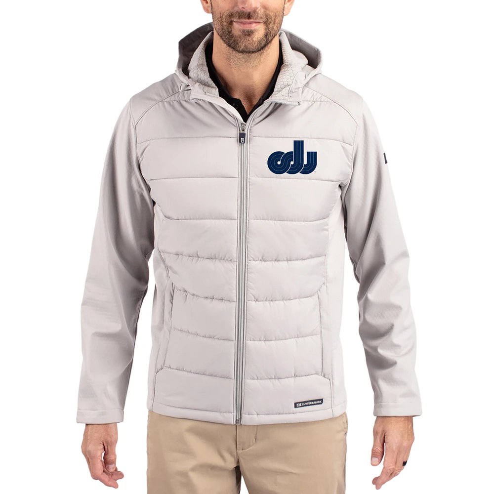 Men's Cutter & Buck Gray Old Dominion Monarchs Evoke Hybrid Eco Softshell Recycled Full Zip Hooded Jacket