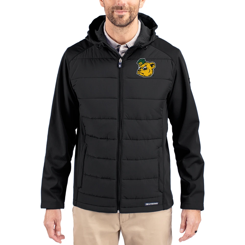 Men's Cutter & Buck Baylor Bears Evoke Hybrid Eco Softshell Recycled Full Zip Hooded Jacket