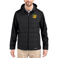 Men's Cutter & Buck Baylor Bears Evoke Hybrid Eco Softshell Recycled Full Zip Hooded Jacket