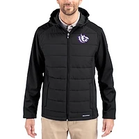 Men's Cutter & Buck TCU Horned Frogs Evoke Hybrid Eco Softshell Recycled Full Zip Hooded Jacket