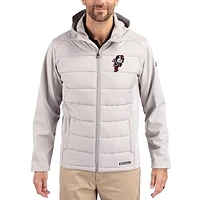 Men's Cutter & Buck Ohio State Buckeyes Evoke Hybrid Eco Softshell Recycled Full Zip Hooded Jacket