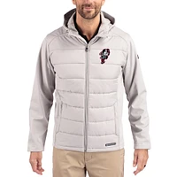 Men's Cutter & Buck Ohio State Buckeyes Evoke Hybrid Eco Softshell Recycled Full Zip Hooded Jacket