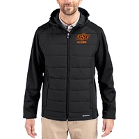 Men's Cutter & Buck Oklahoma State Cowboys Evoke Hybrid Eco Softshell Recycled Full Zip Hooded Jacket