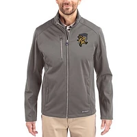 Men's Cutter & Buck Gray Grambling Tigers Evoke Eco Softshell Recycled Full-Zip Jacket