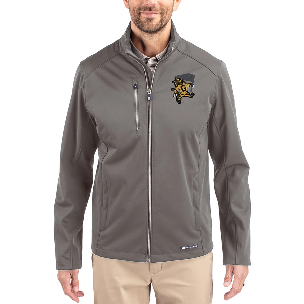 Men's Cutter & Buck Gray Grambling Tigers Evoke Eco Softshell Recycled Full-Zip Jacket