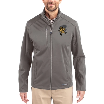 Men's Cutter & Buck Gray Grambling Tigers Evoke Eco Softshell Recycled Full-Zip Jacket