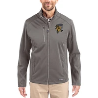Men's Cutter & Buck Gray Grambling Tigers Evoke Eco Softshell Recycled Full-Zip Jacket