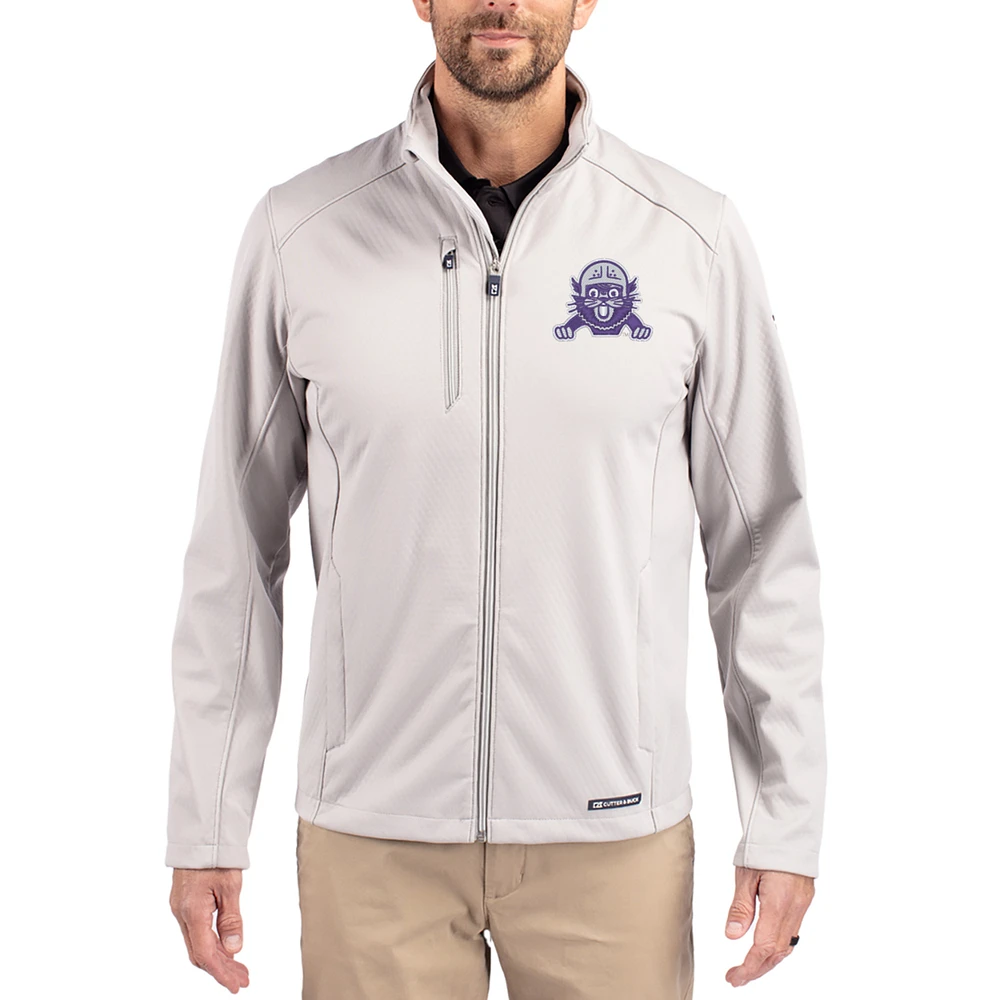 Men's Cutter & Buck Northwestern Wildcats Evoke Eco Softshell Recycled Full-Zip Jacket