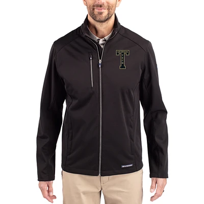 Men's Cutter & Buck Black Georgia Tech Yellow Jackets Evoke Eco Softshell Recycled Full-Zip Jacket