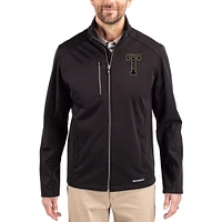 Men's Cutter & Buck Black Georgia Tech Yellow Jackets Evoke Eco Softshell Recycled Full-Zip Jacket