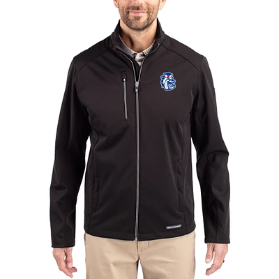 Men's Cutter & Buck Black Fresno State Bulldogs Evoke Eco Softshell Recycled Full-Zip Jacket