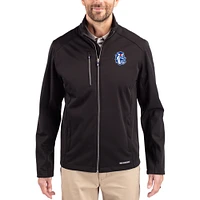 Men's Cutter & Buck Black Fresno State Bulldogs Evoke Eco Softshell Recycled Full-Zip Jacket