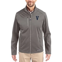Men's Cutter & Buck Gray Villanova Wildcats Evoke Eco Softshell Recycled Full-Zip Jacket