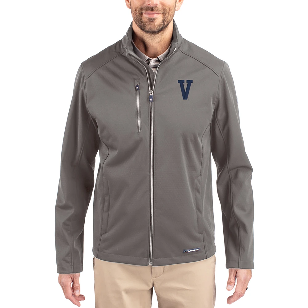 Men's Cutter & Buck Gray Villanova Wildcats Evoke Eco Softshell Recycled Full-Zip Jacket