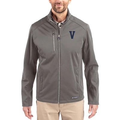 Men's Cutter & Buck Gray Villanova Wildcats Evoke Eco Softshell Recycled Full-Zip Jacket