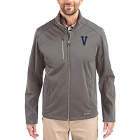 Men's Cutter & Buck Gray Villanova Wildcats Evoke Eco Softshell Recycled Full-Zip Jacket