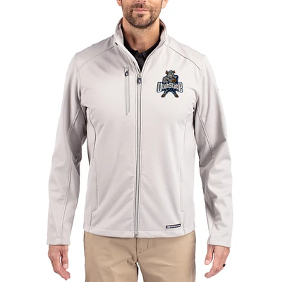 Men's Cutter & Buck Gray Utah State Aggies Evoke Eco Softshell Recycled Full-Zip Jacket