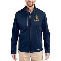 Men's Cutter & Buck Navy Northern Arizona Lumberjacks Evoke Eco Softshell Recycled Full-Zip Jacket