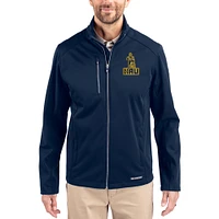 Men's Cutter & Buck Navy Northern Arizona Lumberjacks Evoke Eco Softshell Recycled Full-Zip Jacket