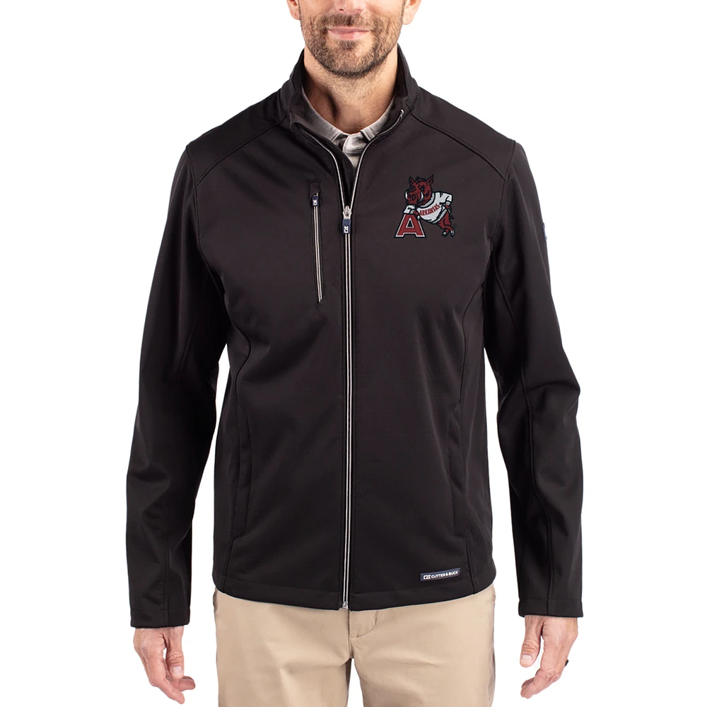 Men's Cutter & Buck Black Arkansas Razorbacks Evoke Eco Softshell Recycled Full-Zip Jacket