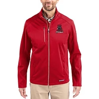 Men's Cutter & Buck Crimson Alabama Tide Evoke Eco Softshell Recycled Full-Zip Jacket