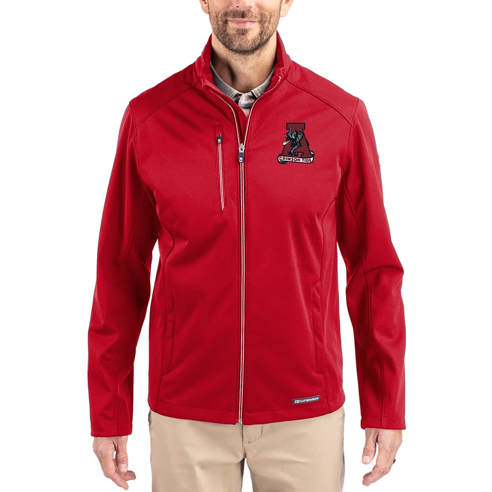 Men's Cutter & Buck Crimson Alabama Tide Evoke Eco Softshell Recycled Full-Zip Jacket