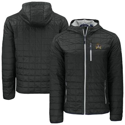 Men's Cutter & Buck  Black ECU Pirates Rainier Eco PrimaLoft Hooded Full-Zip Jacket